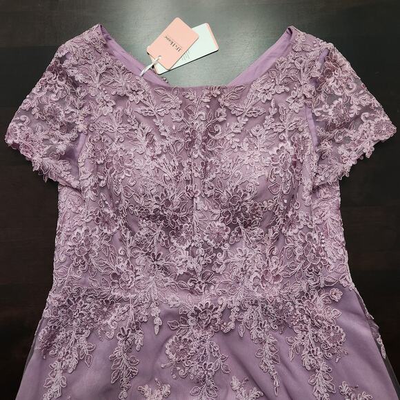 NWT JJ's House A-line Tea-Length Tulle Lace Mother Bride Dress Wisteria Size 18W - Picture 3 of 7